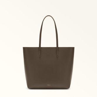 Furla Ella Borsa Shopping M Mogano Viola Pelle Di Vitello Pebble Double Donna