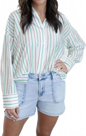 Ichi Katy Stripe Top In Green