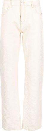 Casablanca monogram-jacquard straight-leg jeans - men - Cotton/Cotton - 30 - Neutrals