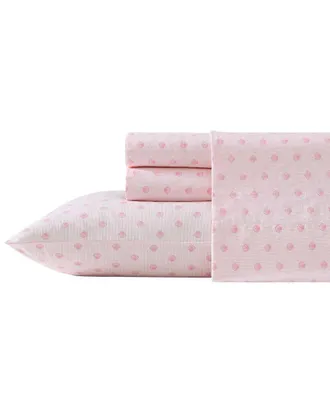 Laura Ashley 200 Thread Count Scallop Dollop Cotton Percale Sheet Set