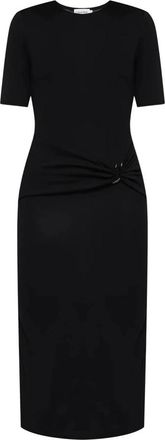 Calvin Klein Jersey Metal Midi Jurk - Dames - Casual kleedjes - Zwart - S - Polyester - Kleedjes