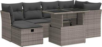 vidaXL Set De Sof&aacute;s De Jard&iacute;n 7 Pzas Con Cojines Rat&aacute;n Sint&eacute;tico Gris Vidaxl