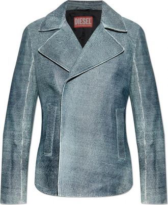 Diesel L-Werner Jas - Heren - Leren en Su&egrave;de Jassen - Blauw - XL - Leer - Jassen