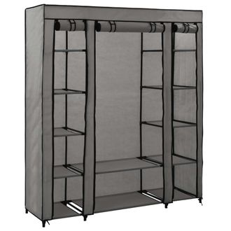 vidaXL Vidaxl - Armario Con Compartimentos Y Varillas Tela Gris 150x45x176 Cm