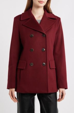 Fleurette Ali Wool Peacoat (Nordstrom Exclusive) in Merlot at Nordstrom, Size 14W