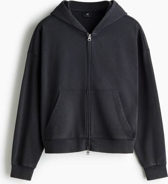 H&M Hoodiejacke mit Zipper in Oversized Fit - Grau