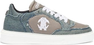 Roberto Cavalli Sneakers met denim vlak - Blauw