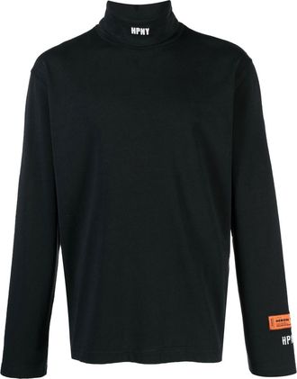 Heron Preston HPNY embroidered-logo roll-neck top - men - Cotton - S - Black