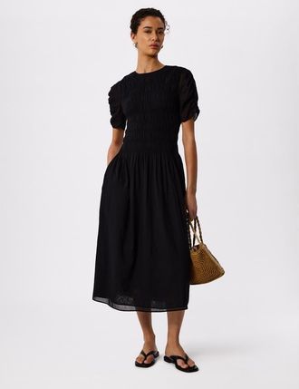 Whistles Avery Smoked Dress in Black at Nordstrom, Size 10