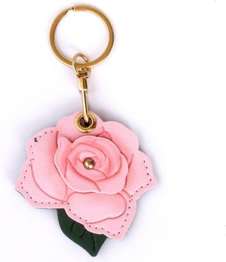 Generic Flower Keychain,PU Leather Rose Bag Keychain,Cute Bag Pendant Decoration(Pink)
