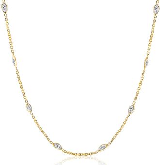 Pompeii3 3 1/4Ct Oval Shape Diamonds By The Yard Necklace 14K Yellow Gold Lab Grown 18