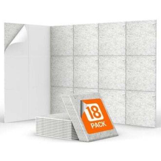 OEM 18 Paneles Autoadhesivos Insonorizantes Para Pared, 30 X 30 X 0,9 Cm, Espuma Insonorizante De Alta Densidad, Aptos Para Insonorizar Oficinas, Gris Cla
