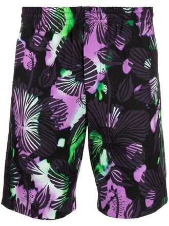 Msgm abstract-print cotton bermuda shorts - Black