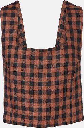 Asceno Checked linen top