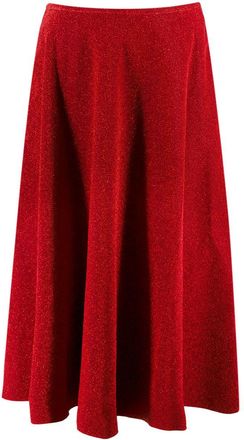 Golden Goose Red Glitter Flared Midi Skirt Size L
