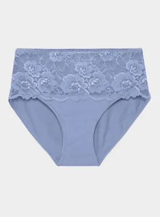 Miiyu Womens Sheer floral band high-waist classic Hipster Panties Cotton