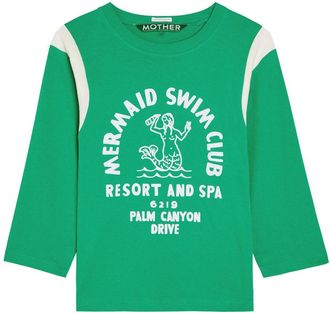 Mother The Better Half Insert Appliqu&eacute;d Cotton T-shirt - Green - S (UK8-10 / S)