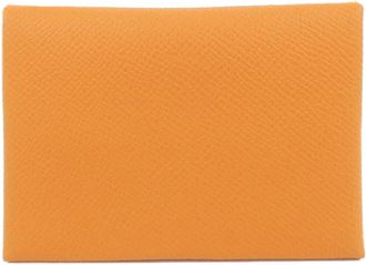 Herm&egrave;s Lime Orange Epsom Leather Coin Purse/Coin Case (Pre-Owned)