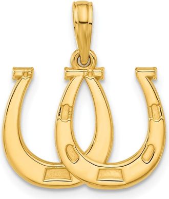 Diamond2Deal 14k Yellow Gold Polished Double Horseshoe Pendant