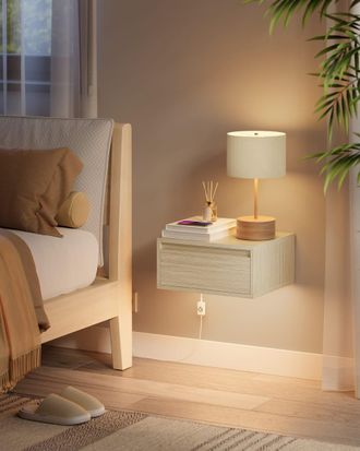 Vasagle 2 mesitas de noche de 35 x 40 x 18 cm de color beige natural