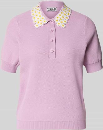 Essentiel Regular Fit Poloshirt aus Viskose-Mix Modell JAMBER in Flieder, Gr&ouml;&szlig;e XS