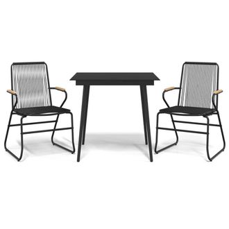 Berkfield Home 3 Piece Garden Dining Set Black PVC Rattan