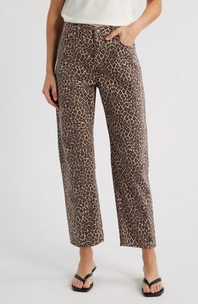 Madewell The Leopard Darted Barrel Leg Jeans in Dark Mocha at Nordstrom, Size 31