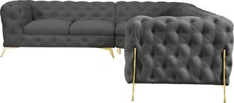 HOME AFFAIRE Chesterfield-Sofa »Amaury L-Form« grosses Ecksofa, Chesterfield-Optik, Breite 323 cm, Fussfarbe wählbar