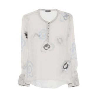 Emporio Armani Abstract Print Blouse - female - Emporio Armani - Blouses - Beige - S - Blouses & Shirts
