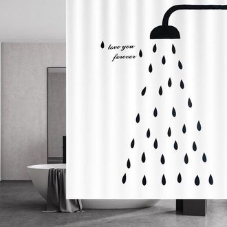 No Brand Cortina De Ducha Impermeable De 180 X 200 Cm - Resistente Al Moho Y Lavable Con 11 Anillas
