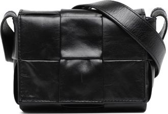 Bottega Veneta Pre-owned Cross Body Bags, female, Black, Size: ONE SIZE Pre-owned Woven Leather Crossbody Bag