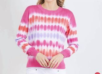 Elliott Lauren Sound Wave Sweater In Pink Tie Dye