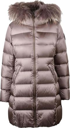 Bomboogie Bronze Quilted Nylon Long Down Jacket
