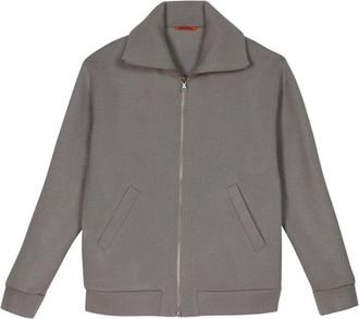Barena Hoodies & sweatvesten, Heren, Grijs, S, Wol, Dubbele wollen jersey rits hoodie met zijzakken