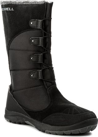 Merrell Childrens Unisex Monarch Tall Kids Black Boots Leather - Size UK 6