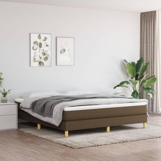 vidaXL Estructura De Cama Con Somier De Tela Marr&oacute;n Oscuro 180x200 Cm Vidaxl