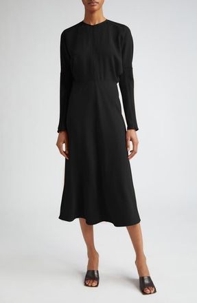 Victoria Beckham Dolman Long Sleeve Cady Midi Dress in Black at Nordstrom, Size 10
