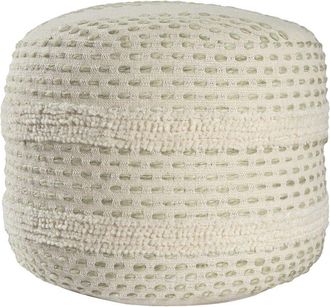 LR Home Lr Home Dash Farmhouse Tufted Striped Woven Pouf