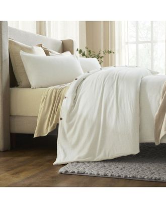 Superior Chloe 100% Cotton Linen Texture Vintage Wash Solid Percale Duvet Cover Set