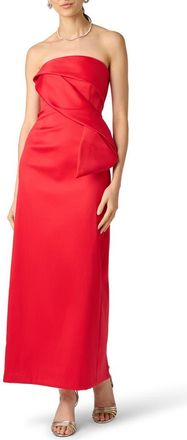 Aidan Mattox Strapless Stretch Mikado Gown in Scarlet at Nordstrom, Size 16