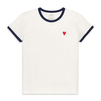 primary Adult Embroidered Heart Ringer Tee in Ivory at Nordstrom, Size Medium