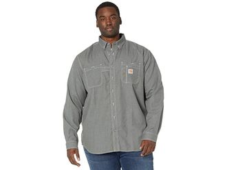 Carhartt Work in Progress Big Tall Flame-Resistant Force Original Fit Lightweight Long Sleeve Button Front Shirt Mens Clothing Gray : 2XL (Tall)