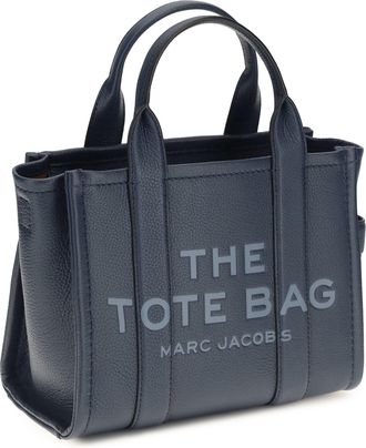 Marc Jacobs Womens The Small Tote Handbag Blue Sea Calf Leather Bos Taurus Handbags Hand Bags