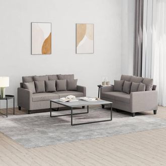 vidaXL Vidaxl - Juego De Sof&aacute;s Con Cojines 2 Piezas Tela Gris Taupe