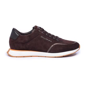 Baldinini Suede Logo-Plaque Sneakers - Heren - Schoenen - Bruin - Maat: 40 EU Su&egrave;de