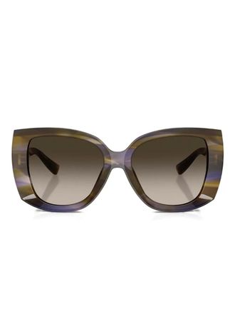 Dolce & Gabbana Eyewear striped geometric sunglasses - women - Acetate - 56 - Green