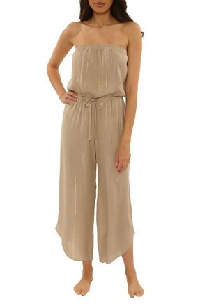 BECCA by Rebecca Virtue Radiance Strapless Cover-Up Jumpsuit in Latte at Nordstrom, Size Medium