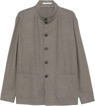 Tagliatore Klein Jas met Hoge Kraag en Patchzakken - Heren - Zomerjassen - Grijs - M - Wol - Jassen