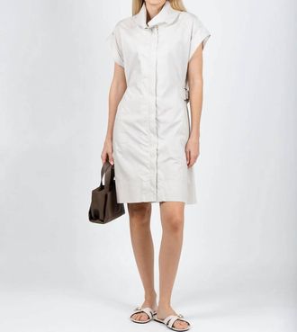 Finley Bari Typewriter Cloth Mini Dress In Sand