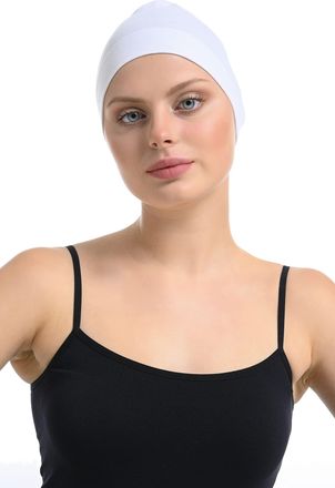 Generic Bamboo and Cotton Cap for Chemo, Hair Loss, Sleep Cap (White)
